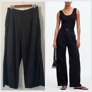 Madewell Harlow Wide Leg Pants Drapey Twill Black Pintuck High Rise 10